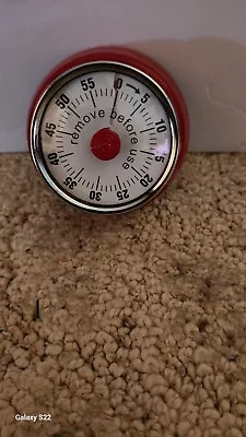 New Stainless Steel Red Mechanical Timer W/Magnetic Suction Time Management! • $20