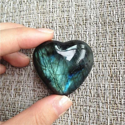 £2.78 • Buy Crystal Labradorite Palm Stone Healing Quartz Gemstone Worry Stone Heart Shape