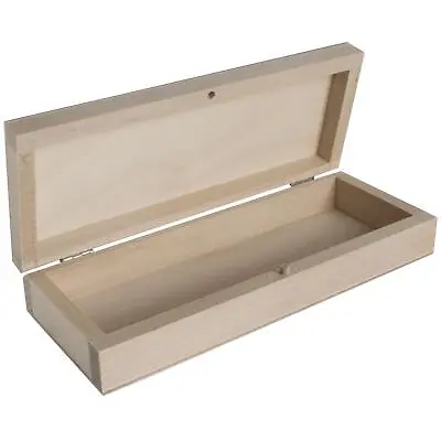£10.95 • Buy Wooden Pencil Box Pen Brush Crayons Hinged Lid Holder Gift Case | 20.5x8x4cm