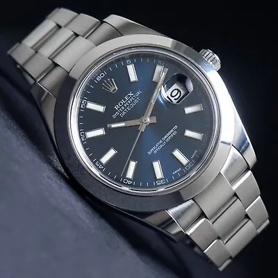 Stunning Rolex 116300 Datejust II Blue Dial Stainless Steel 41mm Watch XLNT • $10500