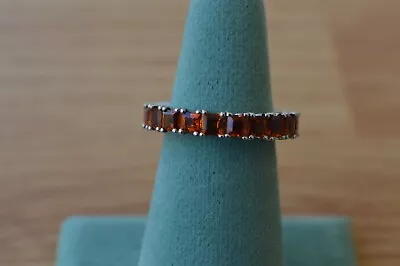 3.25ct Santa Ana Madeira Citrine Eternity Ring Platinum Over Fine Silver Size 6 • £63.19