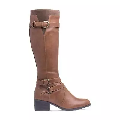 Lilley Womens Boots Tan Ladies Zip Up Knee High High Leg Mindy Shoezone SIZE • £29.99