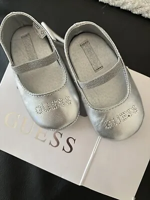 New Boxes Baby Girls Guess Silver & Diamond Mary Jane Shoes Uk 3.5  • £5