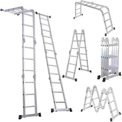 Folding Ladder Multi-Purpose Aluminium Extension 7 In 1 Step Heavy Duty Combinat • $139.99