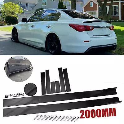 For Ford Mustang Side Skirt Extension Lip Body Kits Carbon Fiber Painted Y • $79.99