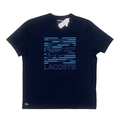 NEW Lacoste Sport Big & Tall Graphic Croc Crew Short Sleeve Mens T Shirt Blue  • $39.99