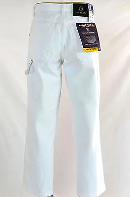 Men Eagle Blue Jeans Relaxed Classic Straight Painter White Carpenter Denim Jean • $18.95