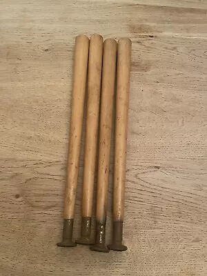 4 Vintage Dansette Style Mid Century Table Screw In Legs Brown Retro 39cm • £19.99