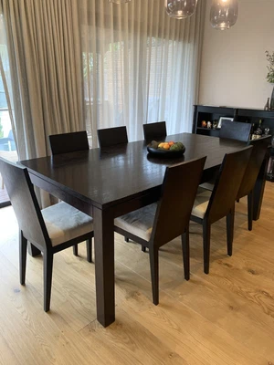 $450 • Buy Dining Table + 8 Chairs + (optional) Coffee Table. Solid Wood. Used.
