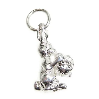 Rabbit With Easter Egg Sterling Silver Charm .925 X 1 Rabbits Charms • £19.75