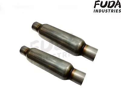 Pair Of 2.5 X20 Universal Glass Pack Exhaust Resonator Muffler 4 Round Body • $71.97