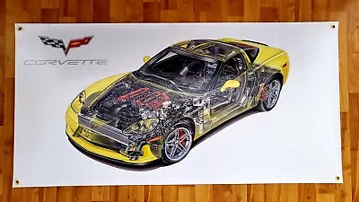 Big Vinyl Banner Corvette C6 Z06 Cutaway Sign Poster Racing 4'x2' • $59.99