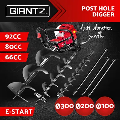 Giantz Post Hole Diggers Petrol Digger Drill Fence Extension Auger 66/80/92CC • $341.95