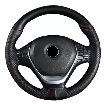 Black Leather Car Interior Steering Wheels Cover Non-slip Protector Accessories  • $14.36