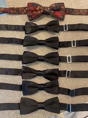 Lot Of 7 Bow Ties 6 Black New 1 Multi Colored Adjustable • $9.95