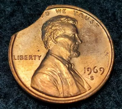 1969-S Lincoln Memorial U.S. Mint San Francisco Cent ERROR COIN Clipped Planchet • $9