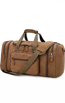 Gonex Expandable Canvas Holdall Cabin Bag 40-50L Large Duffel Zips Pockets Men's • £35