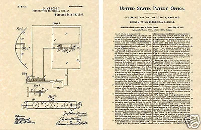 MARCONI'S US PATENT For RADIO Art Print READY TO FRAME!!!!  1897 Vintage Fm Am • $9.99