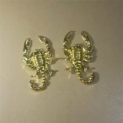 Pair Golden Scorpion Chrome Metal Badge Decal Emblem Sticker Limited Auto Luxury • $14.98