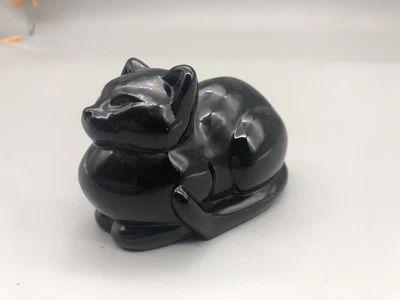 $10 • Buy Vintage Art Glass Black Cat Paper Weight