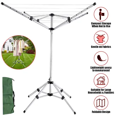 Rotary Airer Free Standing Outdoor Washing Line Clothes Dryer For Camping Travel • £25.99