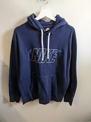 Nike Hoodie Mens Size Large Blue Adults Fleece Cotton Pullover Sweatshirt • $30