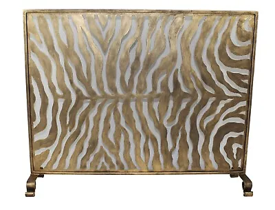  Nairobi  Zebra Design Fireplace Screen - Mesh Back - Burnished Gold Finish • $399