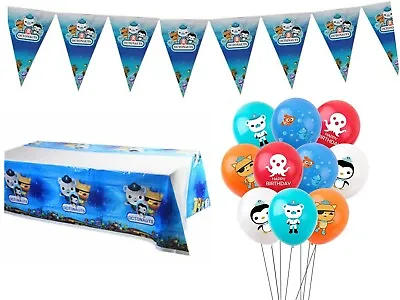 OCTONAUTS BALLOONS Flag Banner Table Cloth Octonauts Birthday Party Decorations • £3.69