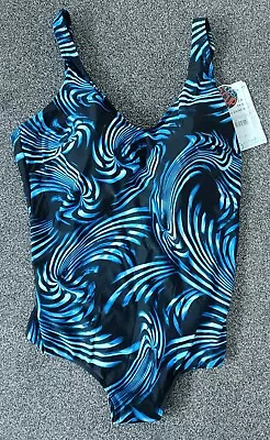 Naturana Swimsuit 73091. Blue Black. Lined Padded Mastectomy Sensitive Size 24 • £23.99