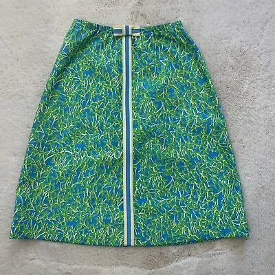 Vintage Lilly Pulitzer White Label Sz 6 Skirt A-Line Bow Trim Blue Green Floral  • $28.99