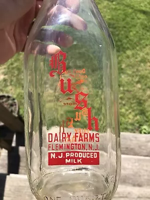 1963 Bush Diary Milk Bottle Flemington New Jersey NJ Acl Quart • $10