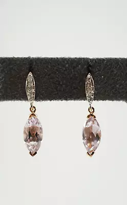 1.60CTW Morganite & 0.06CTW Diamond Dangle Earring 14 Karat Rose Gold 7/8  • $149.99