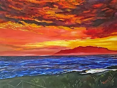 Maui Sunset Sunrise Original Oil Painting 18x20 On Canvas Framed By Artist • $139