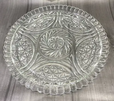 Vintage 1924-65 Anchor Hocking Stars And Bars Clear Pressed Glass Sandwich Plate • $6.99