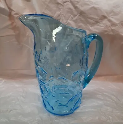 Vintage Cerulean Blue Glass Pitcher Bryce El Rancho • $42