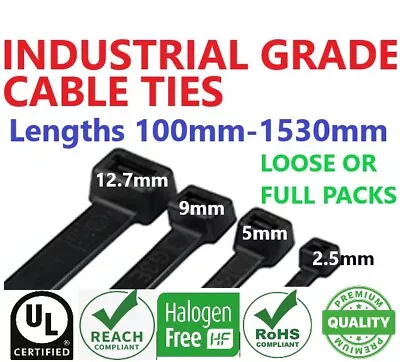 CABLE TIES ZIP TIES Industrial Quality BLACK SHORT SMALL LONG HEAVY DUTY FREE PP • £227.99