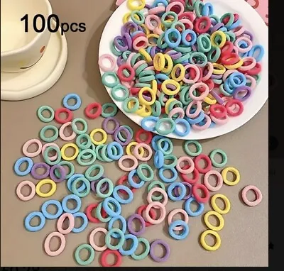 100pcs Kids Small Elastic Hair Bands Ties Baby Girl Children Colourful School • £2.75