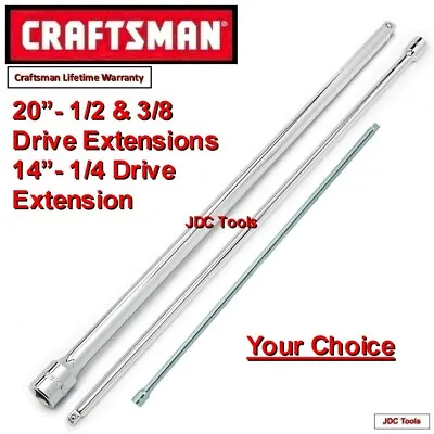 CRAFTSMAN Socket Extension Bars Long Drive Sizes  1/4  3/8   3 6 10 14 20 • $19.95