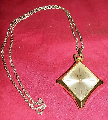 Vintage Women's Swiss Made Endura Pendant Necklace Watch For Repair Or Parts Old • $14.95