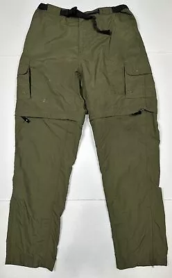 Magellan Green Elastic Waist Belted Convertible Cargo Pants Men Size L (34x31) • $14.88