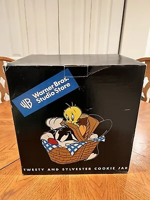 Looney Tunes Warner Bros. 1998 Sylvester & Tweety Picnic Basket Cookie Jar NEW • $169.99