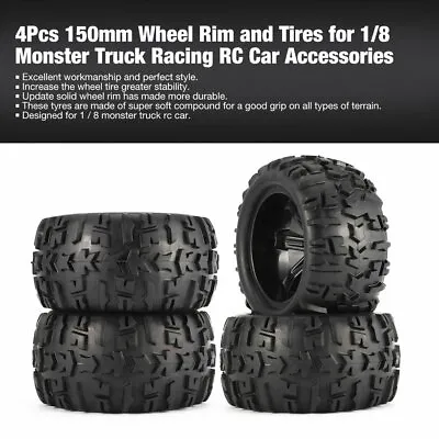 £39.99 • Buy 150mm Wheel Rim & Tires For 1/8 Monster Truck Traxxas HSP HPI E-MAXX Savage Flux