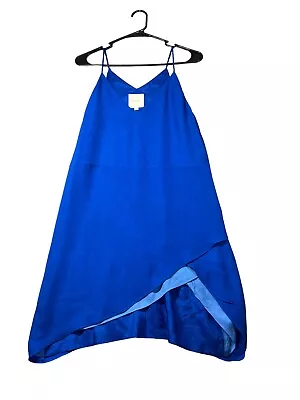 Mason Womens Sleeveless Tiered High Low  Dress Blue Size 2 Silk • $29.99