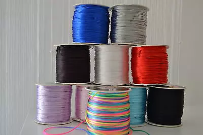 1mm Nylon Satin Cord Rattail Thread Kumihimo Shamballa 1M 5M 10M 20M Bracelet  • £1.79