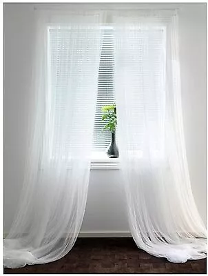 Ikea Lill Curtains Sheer Net Floaty Long White New 280 Cm Width / 250 Cm Drop • £8.99