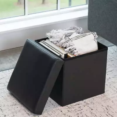 Collapsible Storage Ottoman Black 15  H X 15  W X 15  D • $21.47