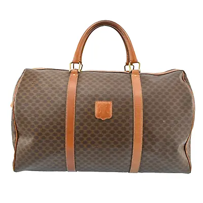 Authentic CELINE Macadam Pattern Boston Hand Bag PVC Leather Brown R2718S602 • $132