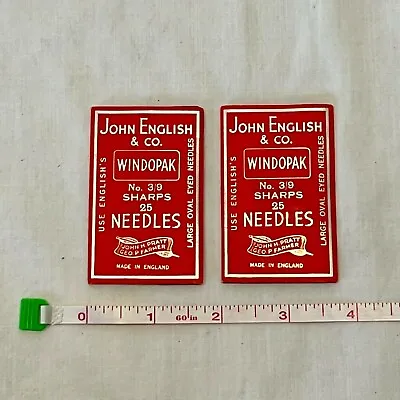 2 Packs (qty 50) 1940s Vintage Sewing Needles Sharps John English & Co Size 3/9 • $7.95