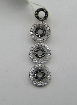 $118.39 • Buy HANGING 3 CIRCLE WHITE/BLACK DIAMOND PENDANT   1.25  14kt Gold  2.4 Gram RG3