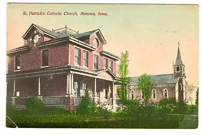 Monona Iowa St Patrick's Catholic Church Vintage Postcard Clayton County 1908 • $6.99